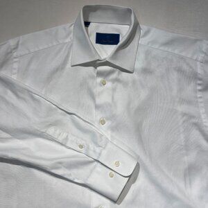 David Donahue Oxford Dress Shirt 16 32/33 White 100% Cotton